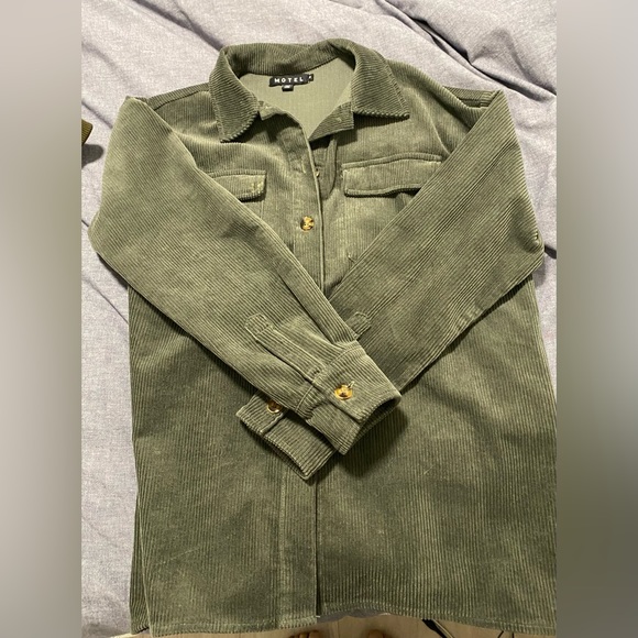 Motel Rocks Army Green Corduroy Oversized Jacket - Picture 2 of 4